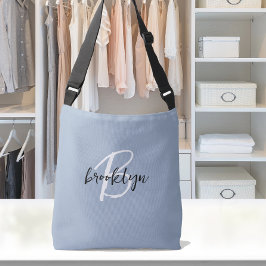 Bolso Cruzado Monograma de letra manuscrita azul polvoriento neg