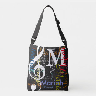 Bolso Cruzado Monograma de notas musicales Treble-Clef con nombr