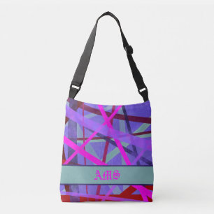 Bolso Cruzado Monograma de patrón de líneas geométricas rosadas