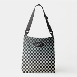 Bolso Cruzado Monograma de puesta de sol gris y blanco a cuadros