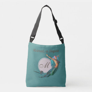Bolso Cruzado Monograma de Sirena Hermosa Personalizado Verde az