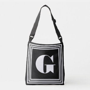 Bolso Cruzado Monograma de trama negrita 3 Blanco y negro