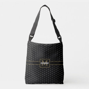 Bolso Cruzado Monograma del patrón floral negro y dorado