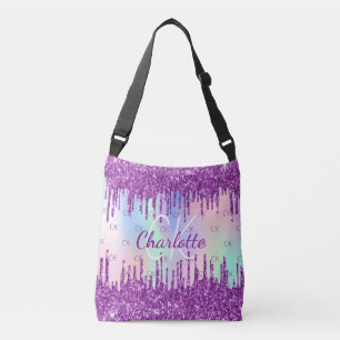 Bolso Cruzado Monograma del personalizado holográfico rosa de pu