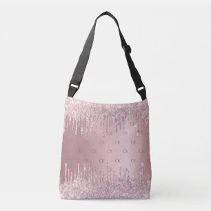Bolso Cruzado Monograma elegante con gotas de purpurina rosa