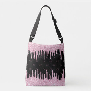 Bolso Cruzado Monograma elegante con gotas rosa negro