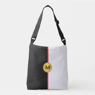 Bolso Cruzado Monograma en blanco y negro con línea roja