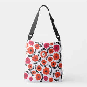 Bolso Cruzado Monograma floral rojo y Naranja moderno