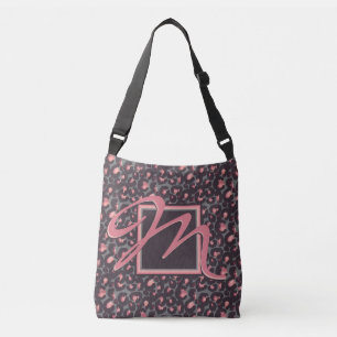 Bolso Cruzado Monograma fuera de la caja negro Leopardo rosa imp