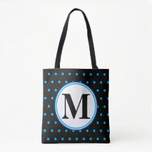 Monograma Geométrico Black Blue Polka Dots