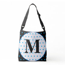 Monograma Geométrico Black Blue Polka Dots