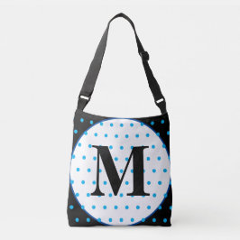 Bolso Cruzado Monograma Geométrico Black Blue Polka Dots