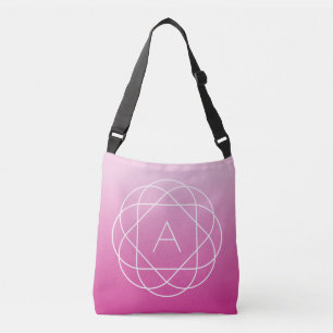 Bolso Cruzado Monograma geométrico tipo flor   Ombre rosado somb