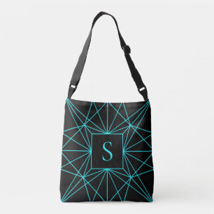 Bolso Cruzado Monograma inicial Diseño geométrico turquesa