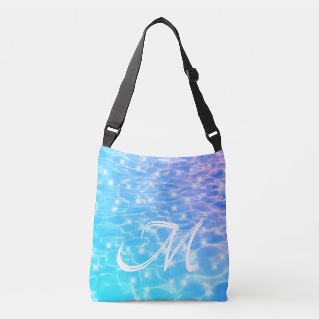 Bolso Cruzado Monograma Iniciales agua azul ripple texturas de a (Anverso)