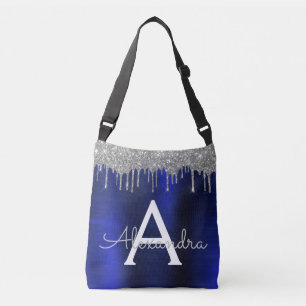 Bolso Cruzado Monograma Metalizado cepillado con Purpurina azul 