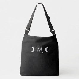 Bolso Cruzado Monograma moderno de luna creciente negro y blanco