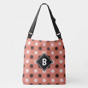Bolso Cruzado Monograma moderno geométrico floral rojo negro bla