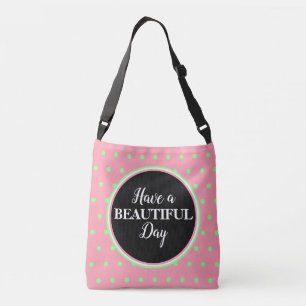 Bolso Cruzado Monograma Pastel Rosa Verde Lunares