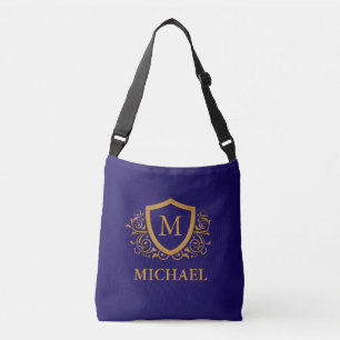 Bolso Cruzado Monograma personalizado azul marino y oro
