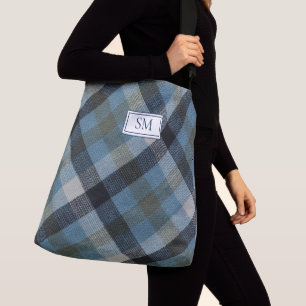 Bolso Cruzado Monograma personalizado de la placa azul moderna