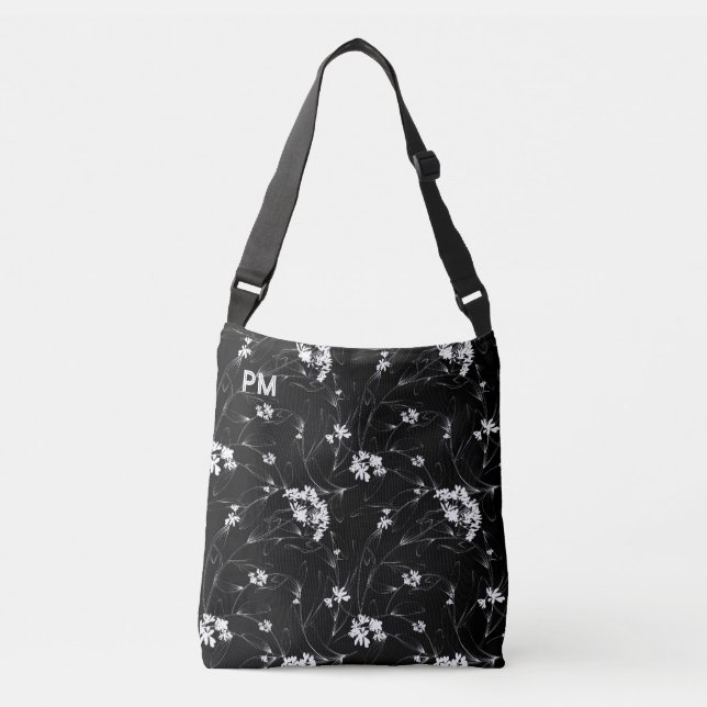 Bolso Cruzado Monograma personalizado floral (Anverso)