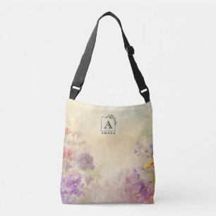 Bolso Cruzado Monograma Personalizado Floral Vintage Sereno