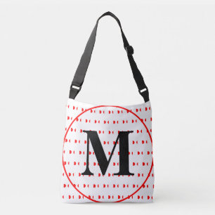 Bolso Cruzado Monograma puntos geométricos de Polka rojo blanco