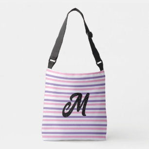 Bolso Cruzado Monograma Rayas Rosadas Lavanda Blancas