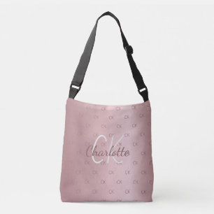 Bolso Cruzado Monograma rosa elegante letra moderna