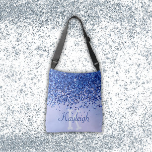 Bolso Cruzado Monograma simple cepillado azul Metalizado y Purpu