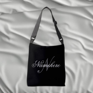 Bolso Cruzado Monograma único personalizado de nombre blanco y n