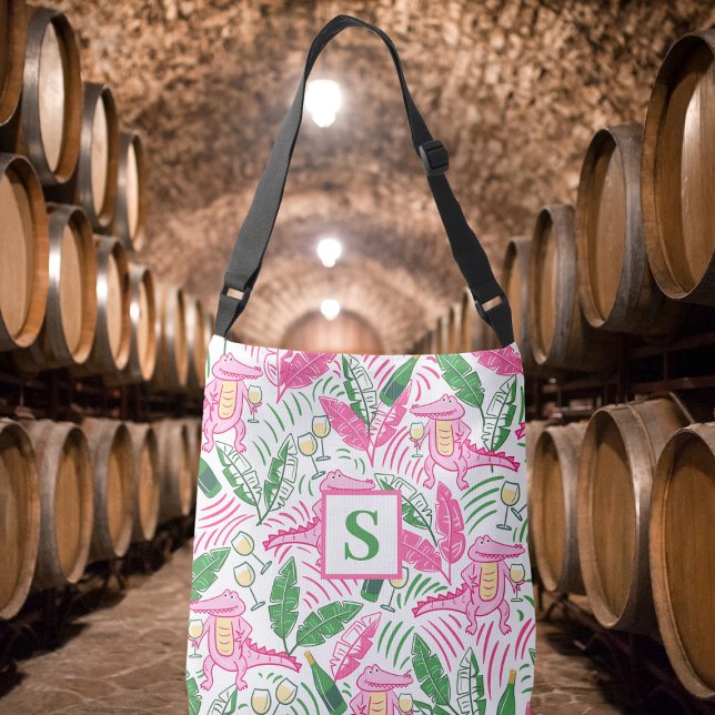 Bolso Cruzado Monograma verde rosado del vino de la laguna (Subido por el creador)