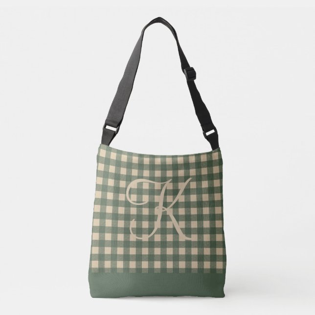 Bolso Cruzado Monograma verde Tan búfalo sembró un país rústico (Anverso)