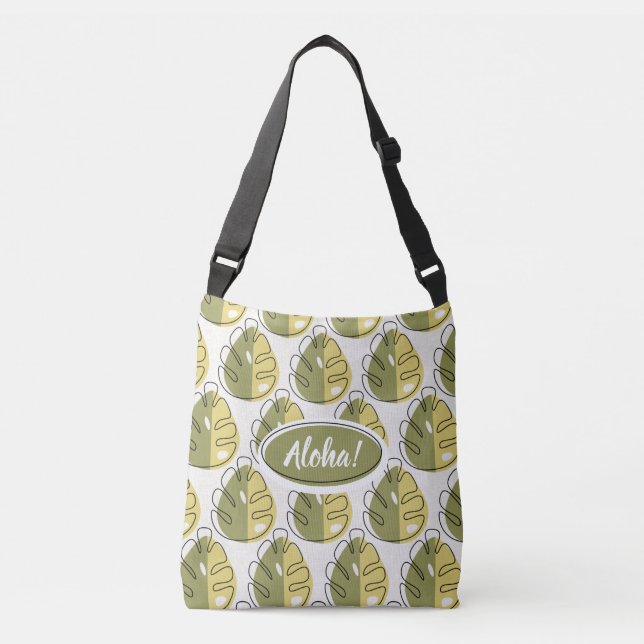 Bolso Cruzado Monstera Leaves - Green (Anverso)