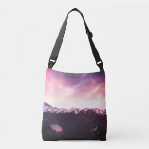 Bolso Cruzado Montañas púrpuras rosa del *~* y foto del cielo de