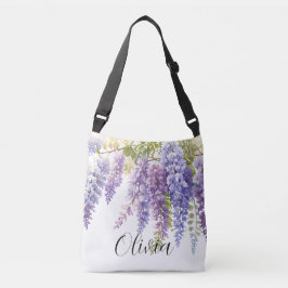 Bolso Cruzado Morado acuarela glicinia floral lilac botánico