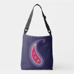 Bolso Cruzado Morado y rosa paisley