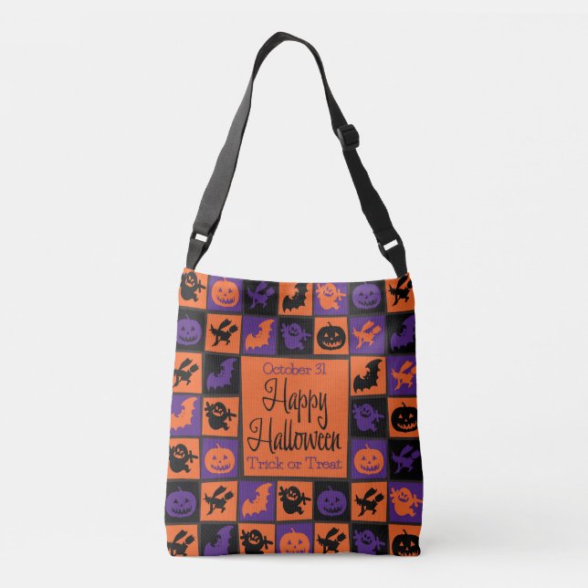 Bolso Cruzado Mosaico de Halloween (Reverso)