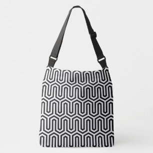 Bolso Cruzado Motif Deco egipcio - blanco y negro