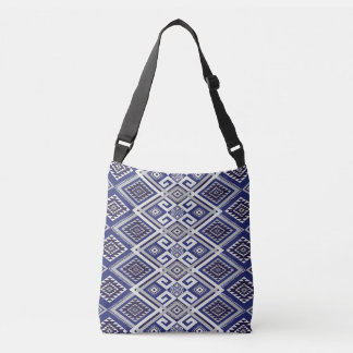 Bolso Cruzado Motivo Tribal Azul Marino en Patrón de Superficie