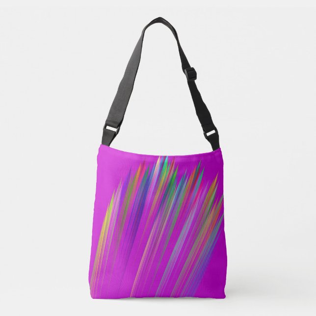 Bolso Cruzado Motley abstract stripes on fuchsia color (Anverso)