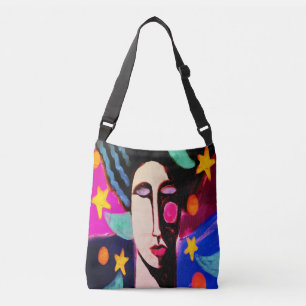 Bolso Cruzado Mujer con pintura abstracta de estrellas