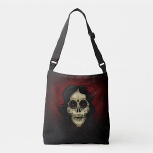Bolso Cruzado Mujer de cráneo de azúcar gótico Rosa roja Día de 