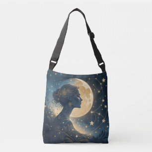 Bolso Cruzado Mujer elegante bajo la luna y las estrellas dorada