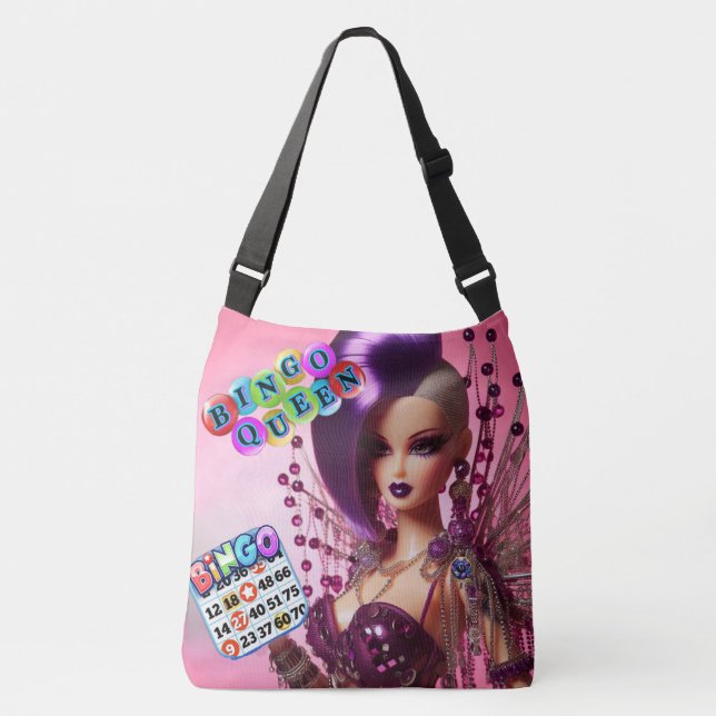 Bolso Cruzado mujeres Bingo Queen muñeca con mohawk morado (Anverso)