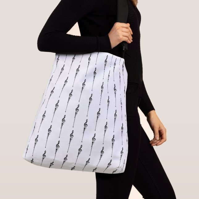 Bolso Cruzado Música Motif Melding Treble Clef Black and White (Detalle)