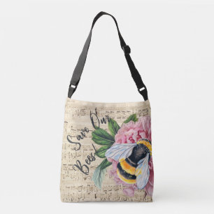 Bolso Cruzado Música para el Peony rosado de las abejas