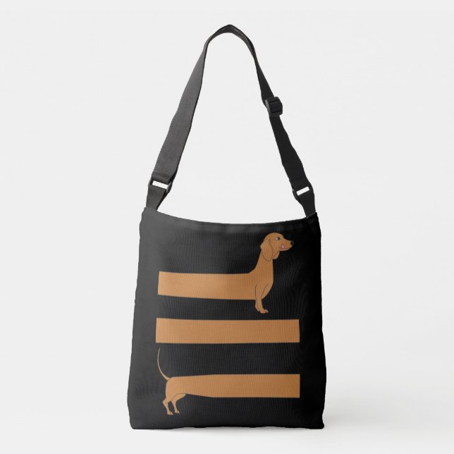 Bolso Cruzado Muy largo Dachshund divertido (Anverso)