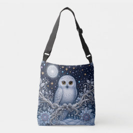 Bolso Cruzado Mystische Schneeeule im nächtlichen Wintergarten